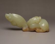 Chinese Antique Tang Dynasty Hetian Ancient Jade Carved Statues Jade Fish Beast picture