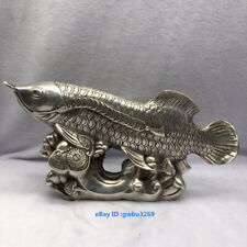 Collect Chinese Old Tibet silver Hand-carved Fish Statue 20224 picture