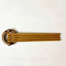 Folding Towel Rack Wood Vintage Mid Century Hanger 4 Rods Drying Swing Arm 15” picture