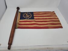  VTG Yacht Ensign Flag Boat Flagpole w/ Wood Pole Chris Craft ? 13 Star Flag picture