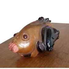 Antique Chinese asian carved Fish glass snuff bottle AMBER KOI picture