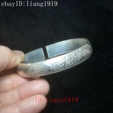 Old Chinese Tibet Silver Handmade lucky Fish statue bracelet Gift Collection picture