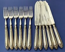 ANTIQUE 12PCE FISH KNIFE & FORK SET HARRISON BROS HOWSON SILVER PLATE SHEFFIELD picture
