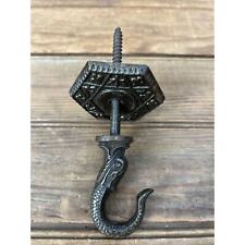 Antique Plant Ceiling Hanging Hook Cast Iron Bird Cage Hanger With Collar NOS picture