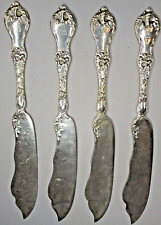 ANTIQUE STERLING SILVER REED & BARTON LES CINQ FLEURS FISH KNIVES 8.25 IN SET/4 picture