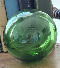 Vintage Glass Japanese Fishing Float Buoy Ball ~ Emerald Green   4 3/4