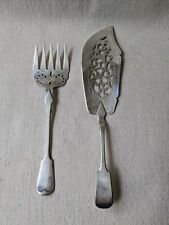 Harrison Bros. & Howson Antique Silver Plate Fish Serving Fork/Knife Fiddle Patt picture