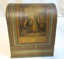 FRENCH DESK BOX WITH FRENCH SCENE~HOOK AND EYE CLOSURE~9 1/8