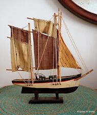 Folk Art Sailing Boat Fishing Scratch Built Model wooden circa 1940s Vintage# picture