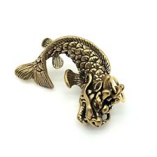 Chinese Antique Collectibles Bronze Dragon Fish Pendant Key Chain Statue picture