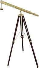 Vintage Marine Solid Bass Navy Telescope With Tripod Wooden Stand Handmade Item picture