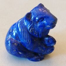 ~Carved Chinese Export Gemstone Lapis Lazuli Bear With Fish -320 CTs of Gemstone picture