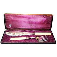 A.F. & J. Tofield Etched Fish Serving Fork & Knife Set, Bakelite Handles w/Box picture