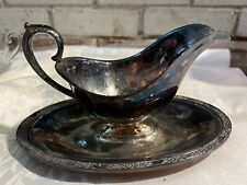silver gravy boat Attached Platter  picture