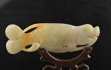 China old natural hetian jade hand-carved statue fish pendant 5.2 inch q picture