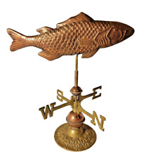 Vintage Fish Weathervane Tabletop Copper & Brass Weathervane Fish Topper picture