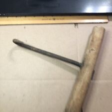 Antique Wooden Handled Hay Meat Ice Metal Hook Tool Farming Implement or Butcher picture