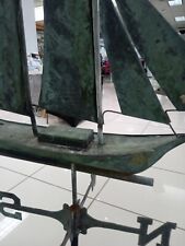 Antique HUGE Copper Ship Metal Yacht Boat Sailboat Nautical Weathervane  picture