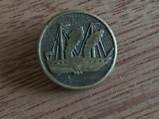 Paddle Wheel Steamer Boat Picture Button Rich Treble Gilt MISSING SHANK Vintage picture