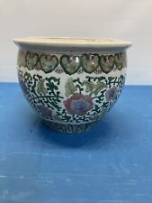 Vintage Chinese Hand Painted With Flowers Motif Porcelain Fish Bowl/Planter picture