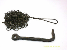 Antique Chain Mail Kitchen Pot Scrubber and Hand Forged Large Iron Hook-5