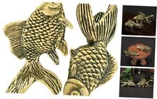 DECHOUS 2pcs Chinese Feng Shui Fish Statue Brass Fish Figurines Golden Fish  picture