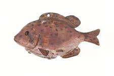 Antique American Ice fishing decoy Carved wood Painted Tin fins Glass eyes picture