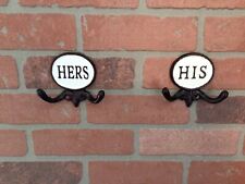 Vintage Cast Iron His/Hers Coat Hook Set Home Decor Perfect New Home Gift picture