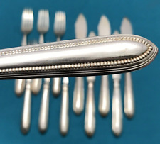 12 Pc Silverplated FISH FORK & KNIFE SET Beaded Edge by L&W Sheffield UK picture