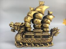 11'' Classica Brass chinese folk Home Fengshui auspicious dragon boat statue picture