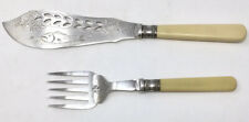 Antique English H.F & Co Silver Plate Master Fish Fork & Knife Set 1900s picture