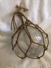 Vintage Japanese Fishing  Float Buoy Large Green Glass Roped Ball picture