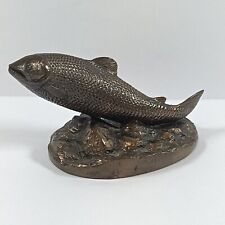 Vintage Bronze Leaping Salmon Trout Fish Sculpture Statue Ornament Jumping 2.5