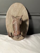 Rare vintage HORSE HEAD CAST IRON/METAL TWO PEG COAT HOOK 1.4kg picture