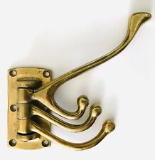 Vintage Brass 3 Arm Swivel Coat Hat Hook Salvage Hardware Reclaimed Wall Decor picture