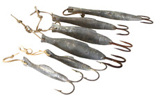 19th Century Newfoundland Lead Fish Hook Lure Decor Set 6pc picture