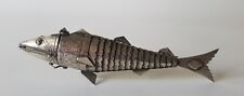 Antique Solid Silver Articulated Fish Pill Box - Signed - 5.75