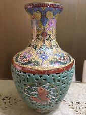 Nice Chinese Handmade Painting Famille Rose Porcelain Fish Vase picture