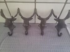 4 - Cast Iron Moose with Antlers Short Hook Towel Coat Rustic Cabin Decor picture