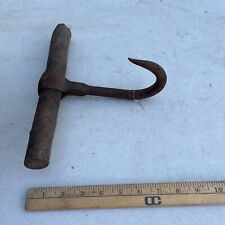 Vintage Hay Bale, Meat Hook Wooden Handle and Iron Hook, Primitive Antique picture