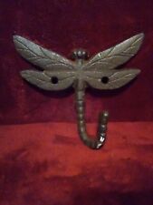 Single Vintage Style Dragonfly Rustic School Coat Hook Cast Iron Wall Mount picture