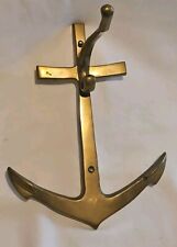 Vintage SOLID BRASS NAUTICAL ANCHOR WALL MOUNT COAT / HAT  HANGER/HOOK picture