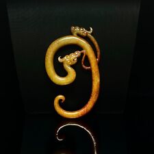 Chinese Antique Han Dynasty Hetian Ancient Jade Carved Dragon Jade Dragon Hook picture