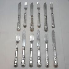 KINGS Design Victorian Silver Service Cutlery Six Pairs Fish of Eaters 23.6 cm picture