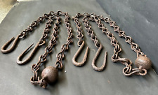 OLD VINTAGE HAND FORGED 8 SHAPE RUSTIC IRON 58'' WALL CEILING HANGING CHAIN picture