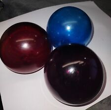 3 Japanese Handblown Glass Fishing Net Float Ball Purple, Blue, and Red Buoy 3