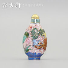 China Jingdezhen Painted Gold Enamel Color Fish Snuff Bottle Qing Qianlong picture