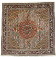 Cream Floral Traditional Classic 8X8 Fish Mahi Wool Oriental Rug Square Carpet picture
