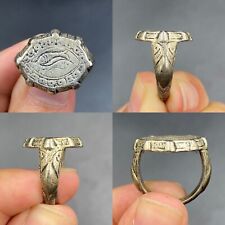 Rare ancient Roman bronze ring with fish intaglio engraved restored ring picture