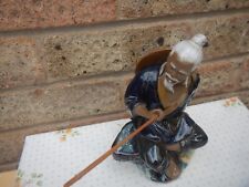 VINTAGE CHINESE MUDMEN FISHERMAN FIGURINE WITH ROD & FISH picture
